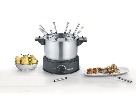 Severin Fo 2470, 8 Person(En), 1,4 L, Schwarz, Edelstahl, Rund, Edelstahl, Drehregler