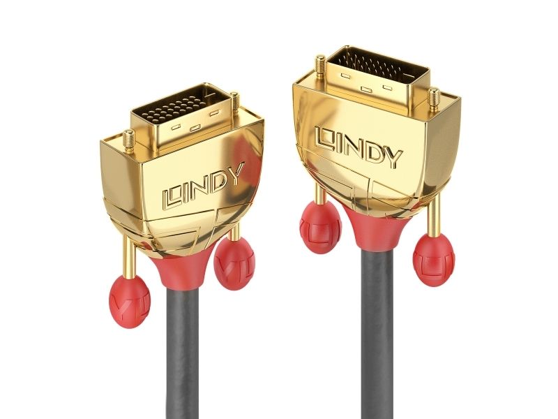 Lindy 36203 Dvi-D Dual Link-Kabel 3 M Gold Line, M/M, Grå