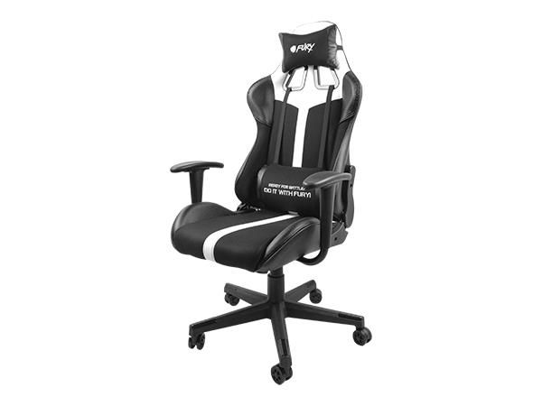 Fury Avenger Xl, Universal Gamingstol, 150 Kg, Polstret Sæde, Polstret Ryglæn, Universel, Sort/Hvid