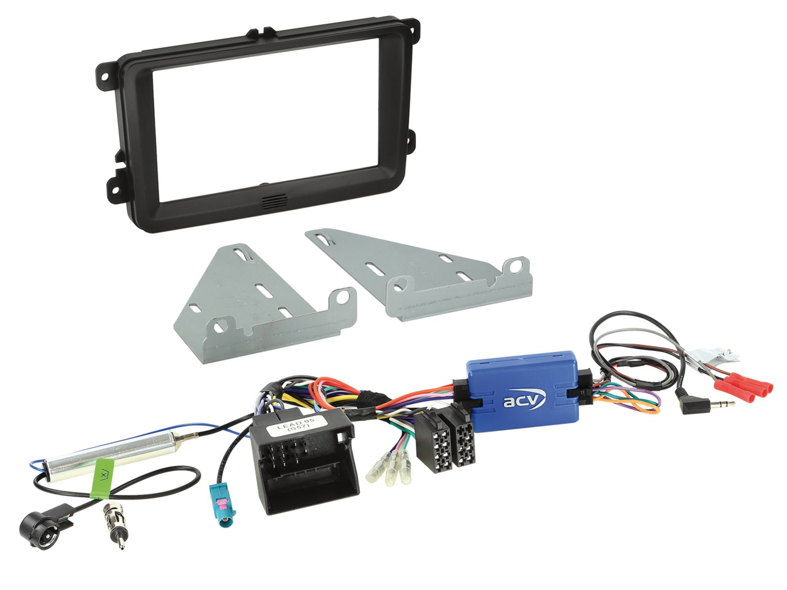 2-DIN kit Seat/Skoda/VW ratbetj./antenne sort