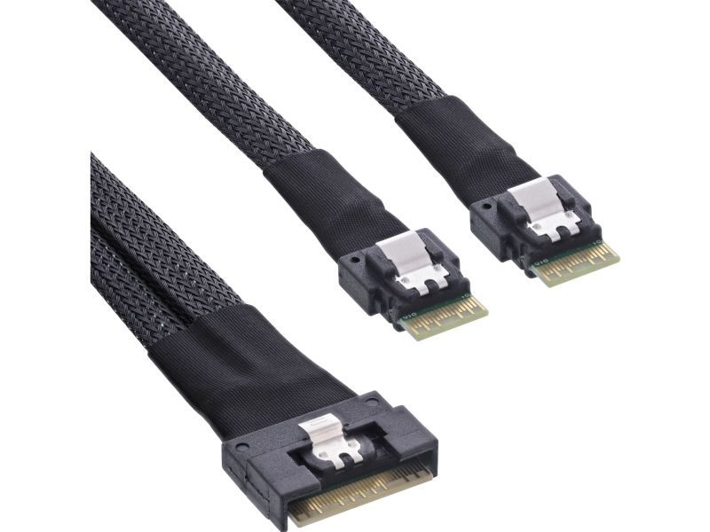 Inline Slim Sas Kabel, Sff-8654 8I Zu 2X Sff-8654 4I, 0,75M, 0,75 M, Sff-8654 8I, 2X Sff-8654 4I, Gerade, Gerade, 24 Gbit/S