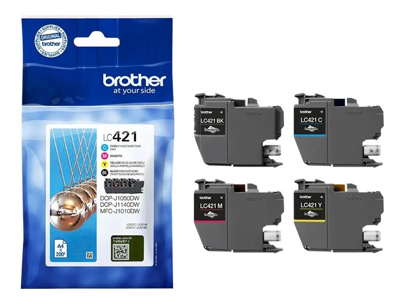 Brother LC421 Value Pack - 4-pack - svart, gul, cyan, magenta - original - bläckpatron | Skrivare - Bläck, toner & förbrukningsvaror - Bläck | GameStuff