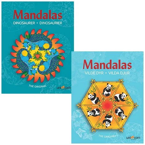 Mandalas målarböcker - vilda djur och dinosaurier - 2 st. | Skola & Hobby - Till skolväskan - Målarböcker | GameStuff