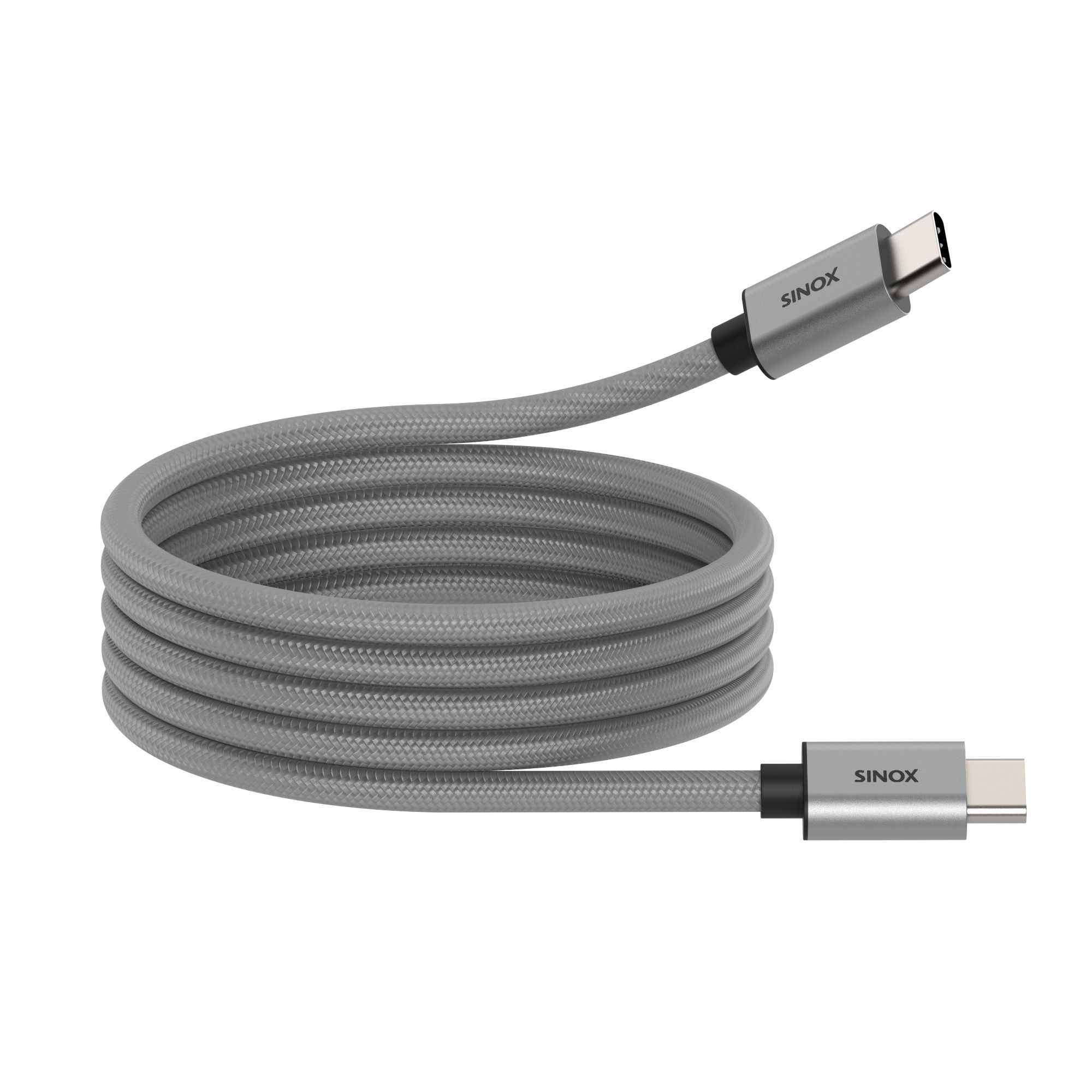 Sinox PRO USB-C 2.0 magnetisk kabel. 1 m. Grå, 1 m, USB-C, USB-C, USB 2.0, 0,48 Gbit/sek., Grå