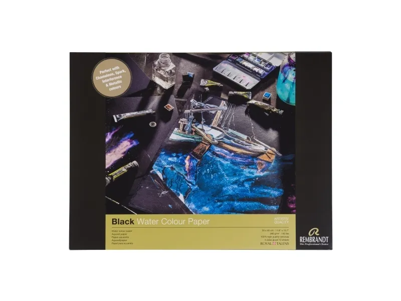 Rembrandt Watercolour paper black 30 x 40 cm, 360 g, 10 sheets | Skola & Hobby - Konstmaterial - Papper | GameStuff