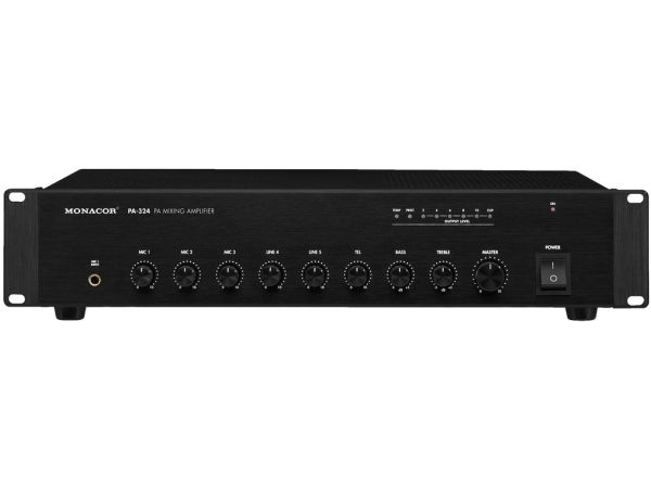 MONACOR PA-324 PA-mixerforstærker, 1 x 240 W mono, 3 mikrofonindgange