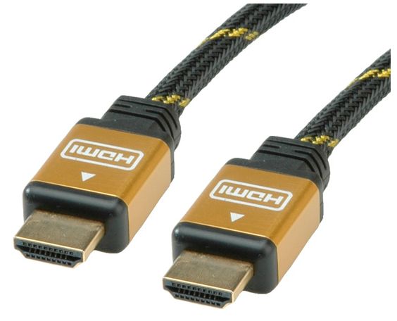 Roline Hdmi Anschlusskabel Hdmi-A Stecker 15,00 M Schwarz, Gold 11.04.5560 Dual Screen, Vergoldete Stecker Hdmi Kabel