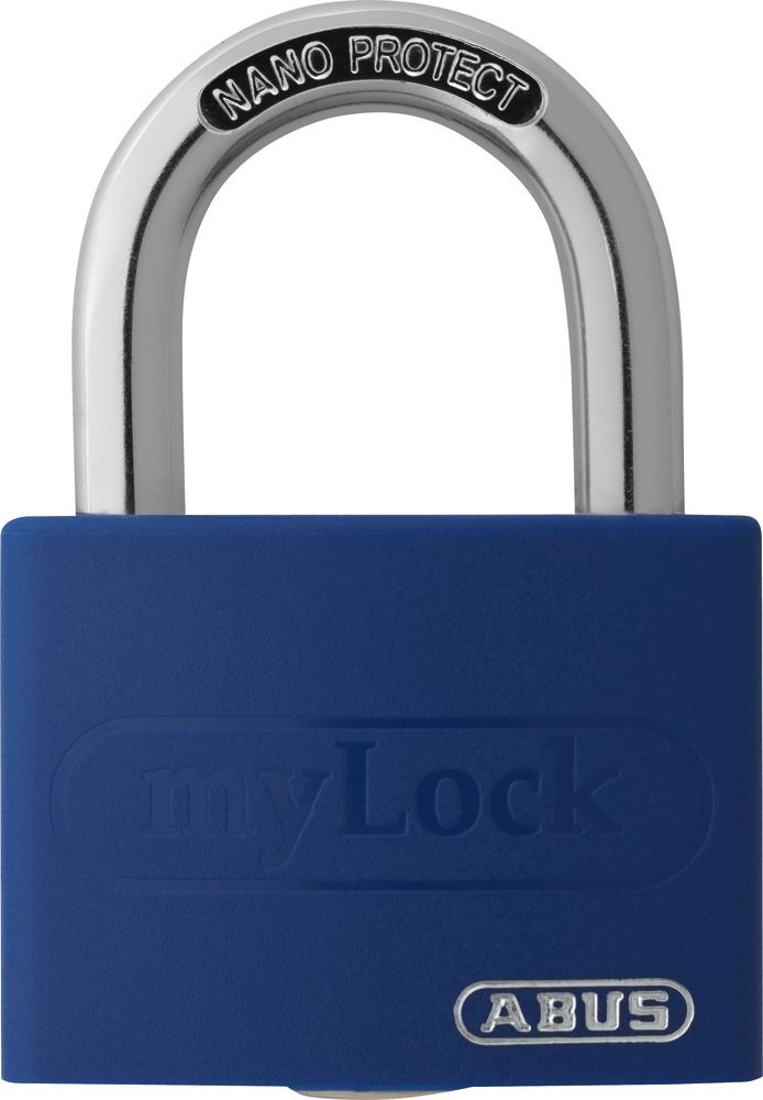 ABUS T65AL/40, Konventionellt h&auml;ngl&aring;s, Tangentl&aring;s, Olika l&aring;sning, Verktygsl&aring;da, Bl&aring;, Gjuten aluminium