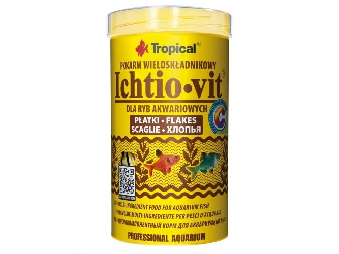 Tropical Ichtio-Vit, Zierfisch, Trockenfischfutter, Kartoffelchips, Vitamin A, Vitamin C, Vitamin D3, Vitamin E, Kupfer, Jod, Eisen, Magnesium, Molyb