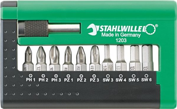 Stahlwille 1203 Bit-Set, 10 Stück(E), Phillips, Pozidriv, Ph 1, Ph 2, Ph 3, Pz 1, Pz 2, Pz 3, 3,4,5,6 Mm, 110 G