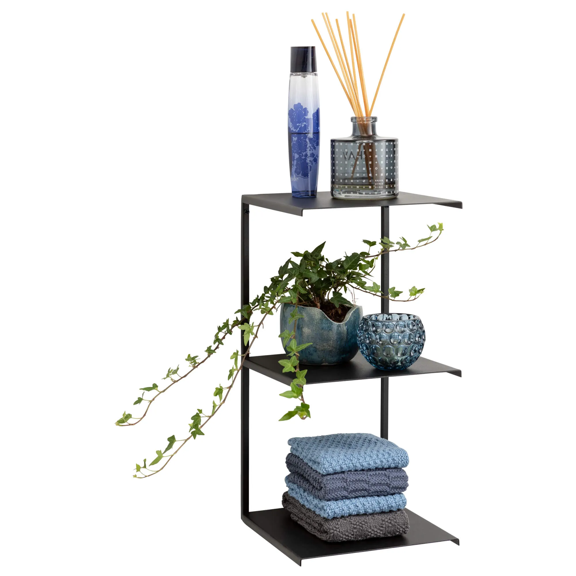 Tredobbelt hylde i sort metal 20x20x 40 cm sort | Möbler - Bord - Tillbehör | GameStuff