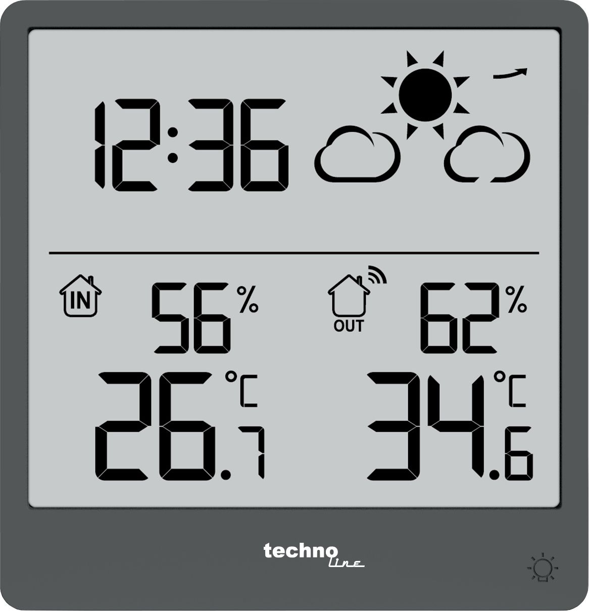 Technoline Ws 9138, Grå, Indendørs Hygrometer, Indendørs Termometer, Udendørs Hygrometer, Udendørs Termometer, Hygrometer, Termometer, 20 - 95%, 20 -