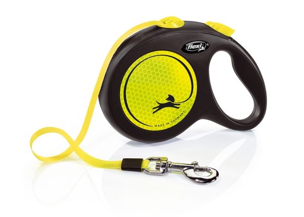Flexi New Neon L, Hund, Fleksibel hundesnor, Sort, Gul, Tape, 50 kg, Monokromatisk