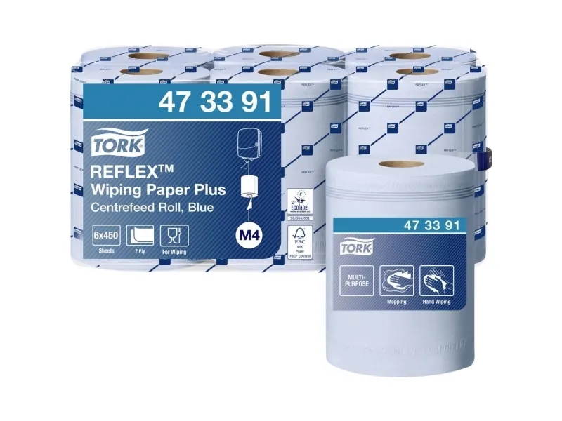 Torkpapper Tork M4 Reflex™ Torkpapper Plus Blå - (förpackning med 6 rullar) | Rengöring - Avtorkning - Handduk & dispensrar | GameStuff