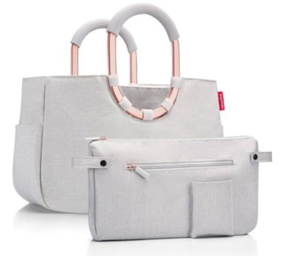 Reisenthel Loopshopper M, Indkøbskurv, Rose, Hvid, Polyester, Monokromatisk, 12 L, 400 Mm