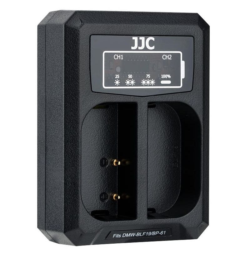 JJC oplader til kamera JJC dobbeltlader DCH-BLF19E til DMW-BLF19E batterier