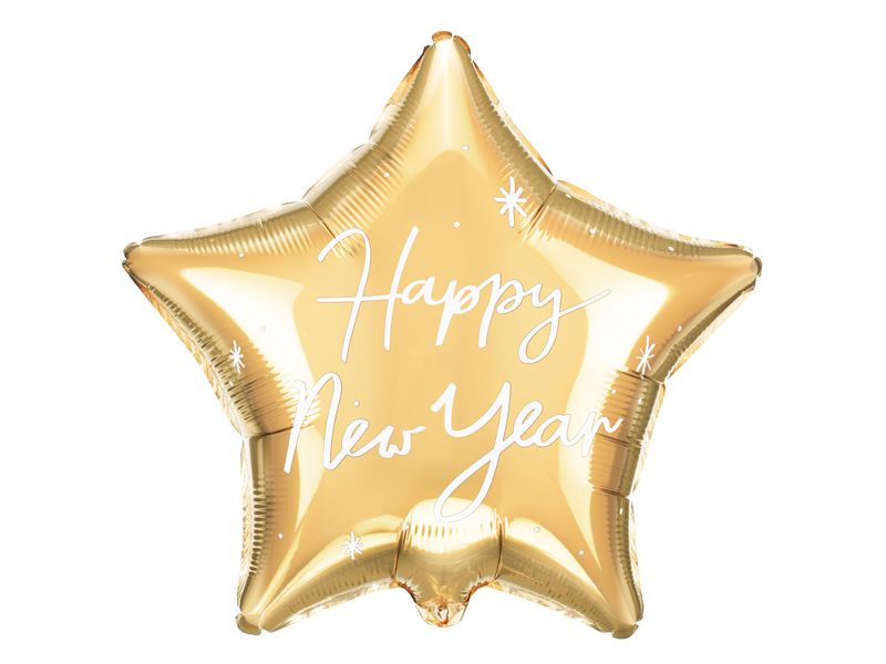 Partydeco Happy New Year, Spielzeugballon, Folie, Gold, Monochromatisch, Silvester, Stern