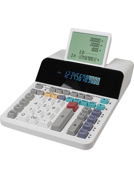 Sharp EL-1901, Desktop, Skærm, 12 cifre, Display vipning, Vekselstrøm/batteri, Hvid