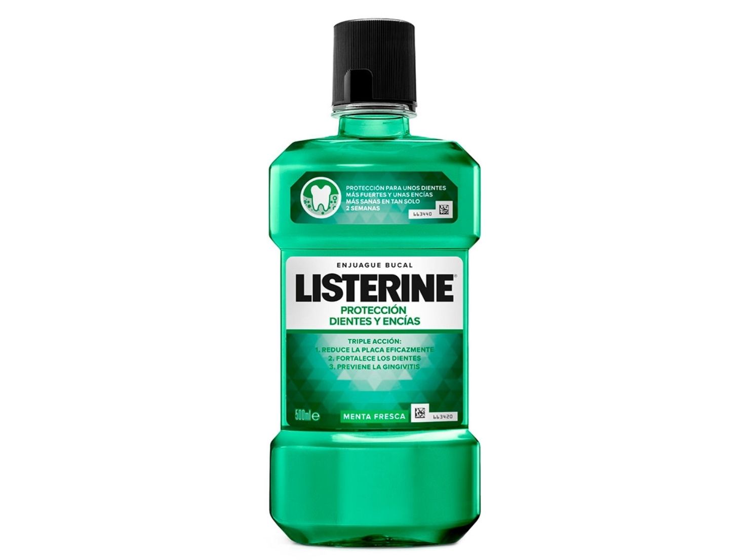 LISTERINE 8412101094000, 500 ml, Flaske, Aqua Alcohol Sorbitol Poloxamer 407 Benzoic Acid Sodium Saccharin Eucalyptol Methyl Salicylate..., Pour 20ml (4 x 5 ml teaspoonfuls) into a glass, rinse around teeth and gums for 30 seconds, then..., 1 stk