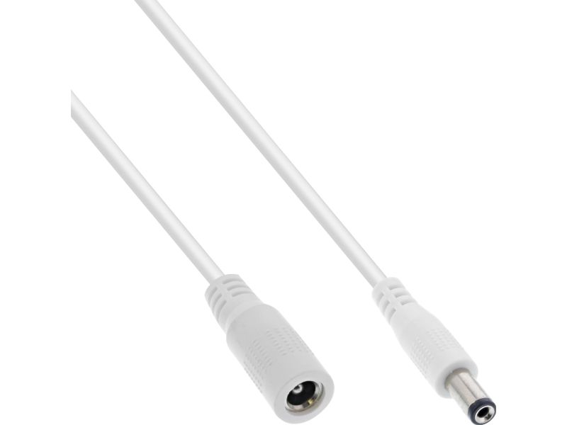Inline Dc Verlängerungskabel, Dc Stecker/Buchse 5,5X2,5Mm, Awg 18, Weiß, 2M, 2 M, 5.5 X 2.5 Mm, 5.5 X 2.5 Mm, 12 V, 11.6 A