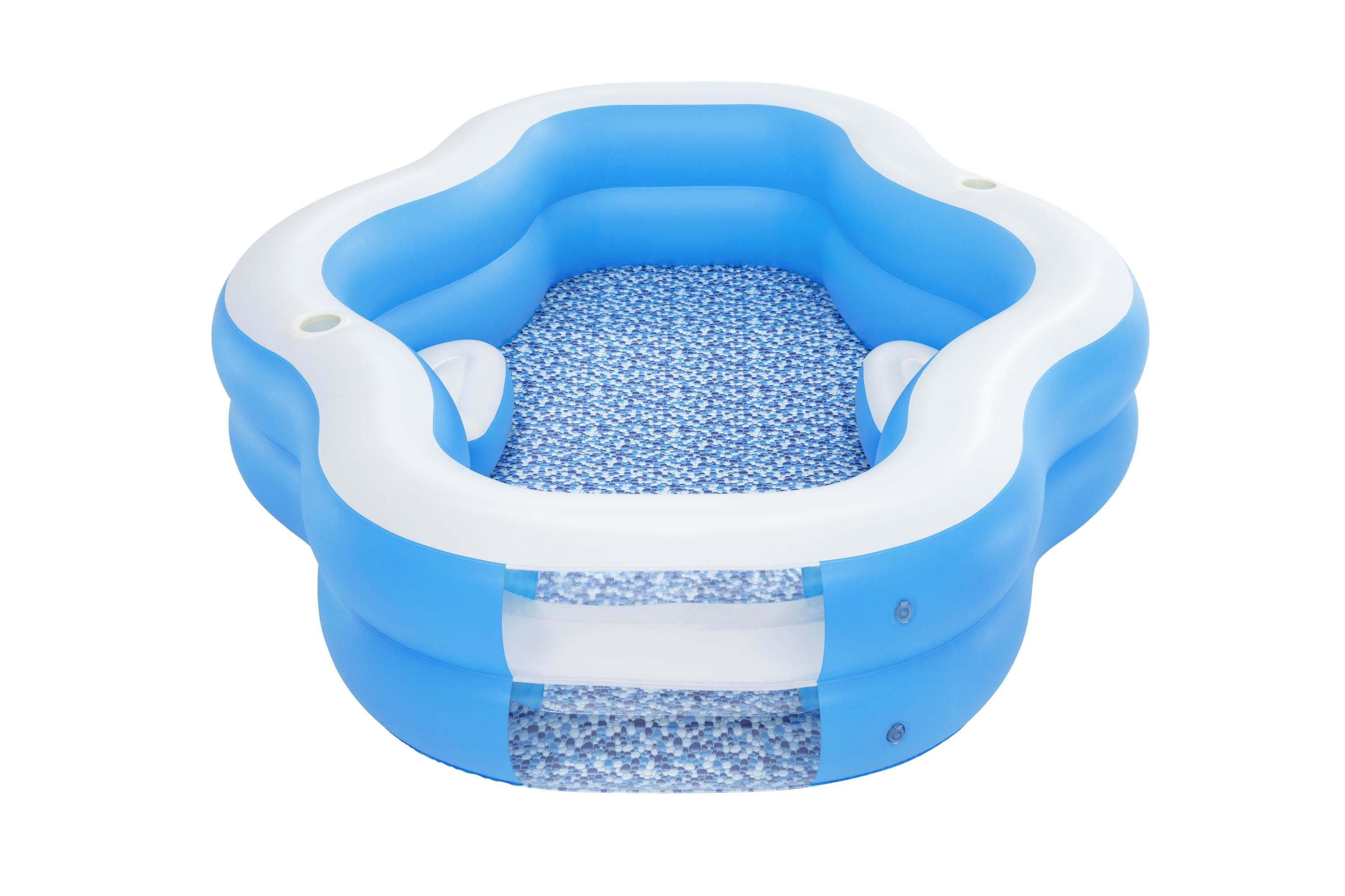 Bestway Splashview 8 oppustelig familiepool 270 x 198 x 51 cm - blå med vindue