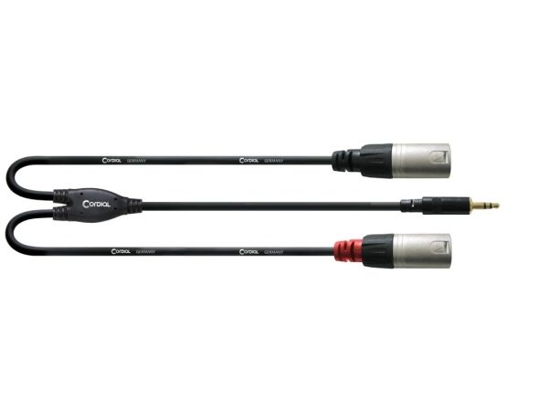 Cordial CFY 3 WMM-LONG, 3.5mm, Hanstik, 2 x XLR (3-pin), Hanstik, 3 m, Sort, Sølv