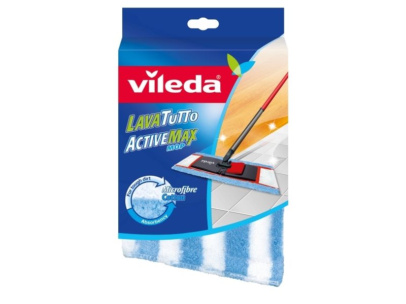 Vileda 141001, Moppe vådpuder, Blå, Hvid, Bomuld, Mikrofiber, 1 stk, 450 mm, 150 mm