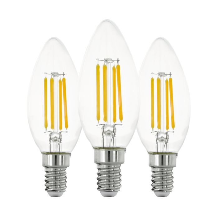 Eglo E14 Led C35 Klar Kertepære Med Varmt Hvidt Lys, 3 Styks Pakke