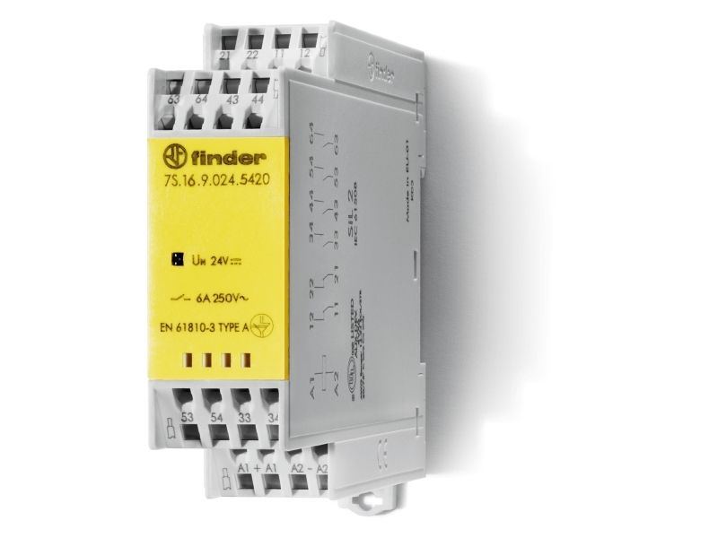 Finder 7S.16 7S Series Safety Relay, 24V Dc, 6 Safety Contacts