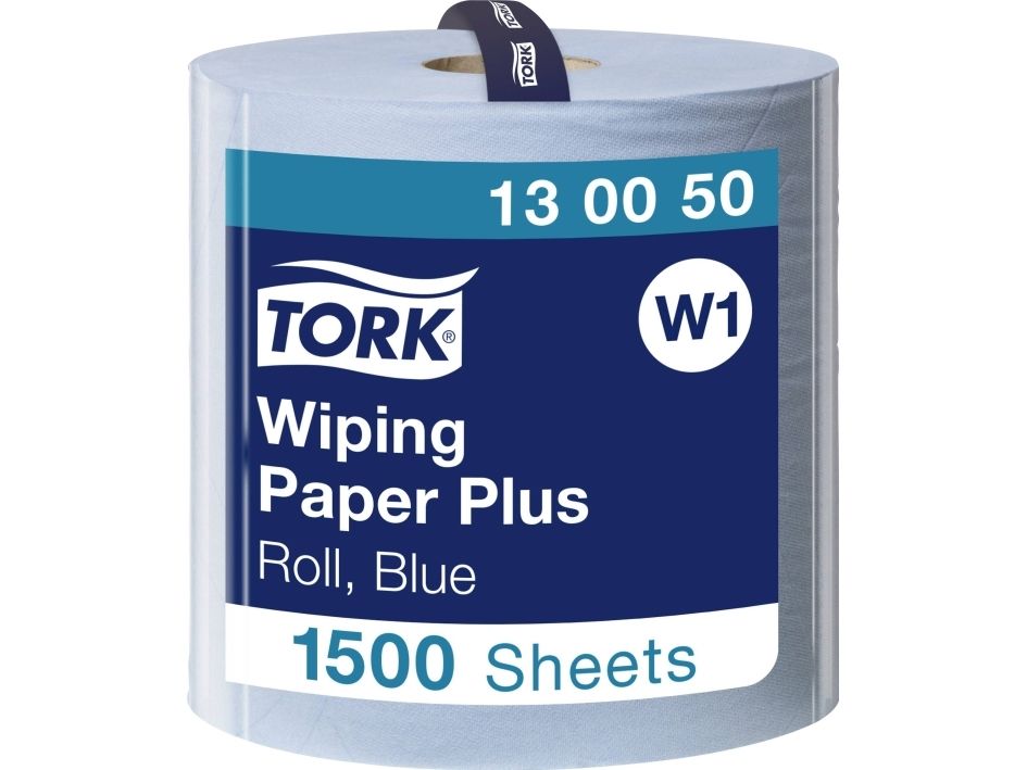 Aftørringspapir Tork W1 130050 Plus 2-lags blå 1500 Ark/rl.