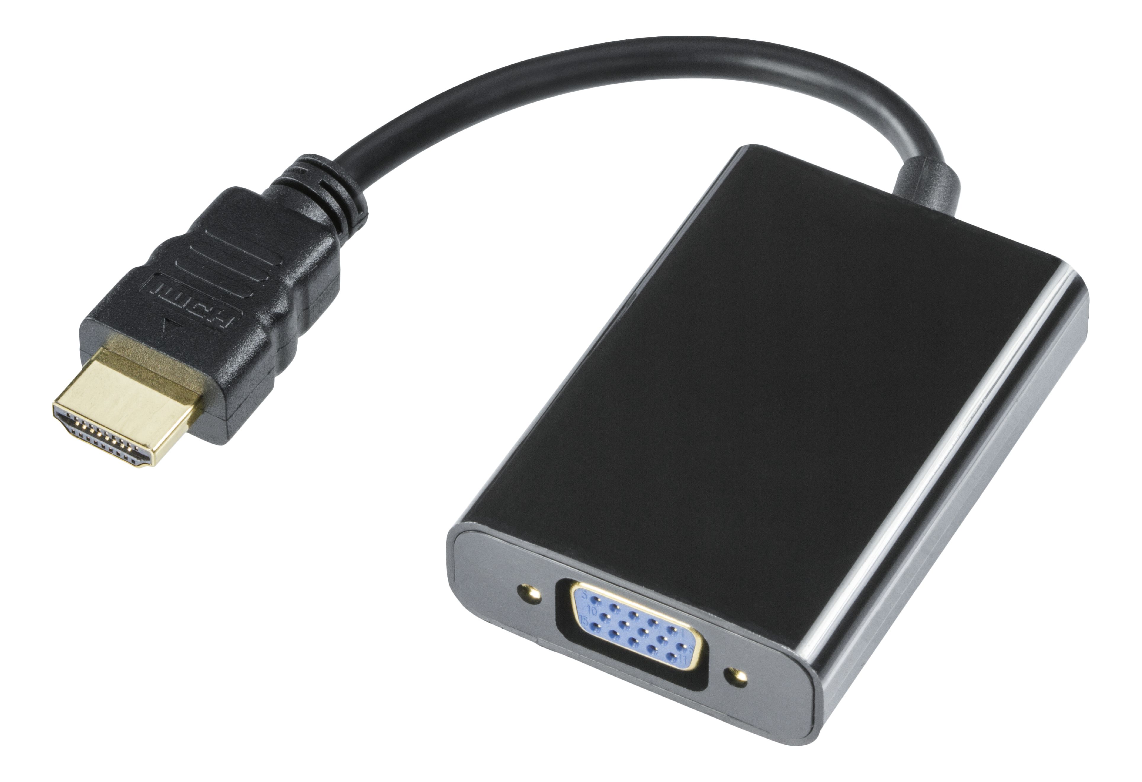 Deltaco Hdmi-Vga-Adapter, 0,2 M, Schwarz, 0,2 M, Hdmi Typ A (Standard), Vga (D-Sub), 1920 × 1080 Pixel, Sort