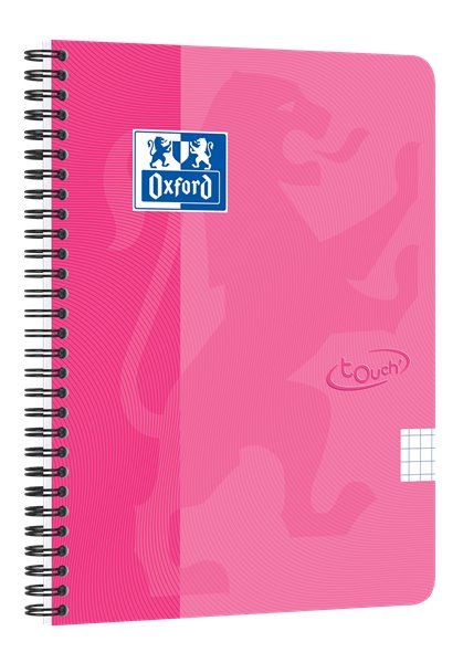 OXFORD TOUCH NOTESBOG A5, KVADRERET, ROSA/PINK