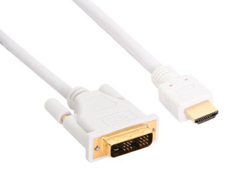 Inline Hdmi-Dvi Kabel, Weiß / Gold, Hdmi Stecker Auf Dvi 18+1 Stecker, 3M, 3 M, Dvi, Hdmi, Stecker, Stecker, Gerade