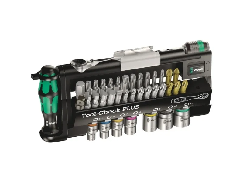 Wera Tool-Check PLUS - Ratcheting screwdriver with bit and socket set - i hållare | Elverktyg - Tillbehör - Bitar & Borrset | GameStuff