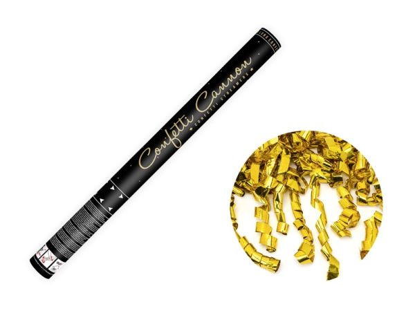 Konfettirør med guld strimler, 60 cm