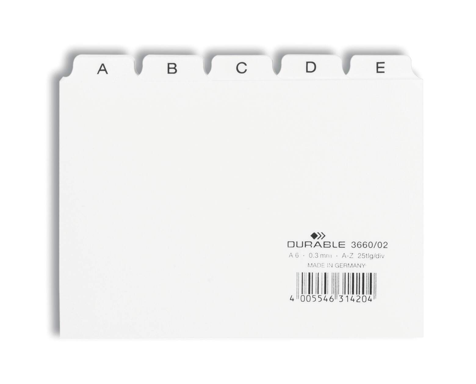 Guide indekskort A6 opdeling 5/5 A-Z trykte faner PP