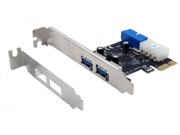 EXSYS EX-11049, PCIe, USB 3.2 Gen 1 (3.1 Gen 1), Hunstik, Fuld højde/ lav profil, Internal 19 pin header male, Sort, Sølv