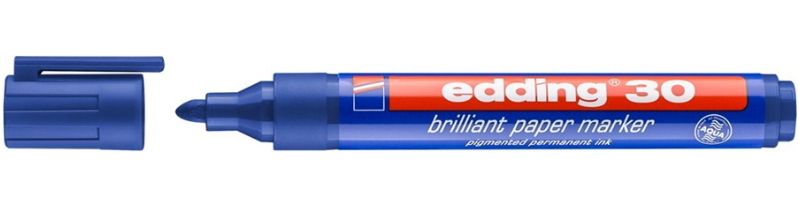 Permanent marker edding 30, rund, 2 mm, blå
