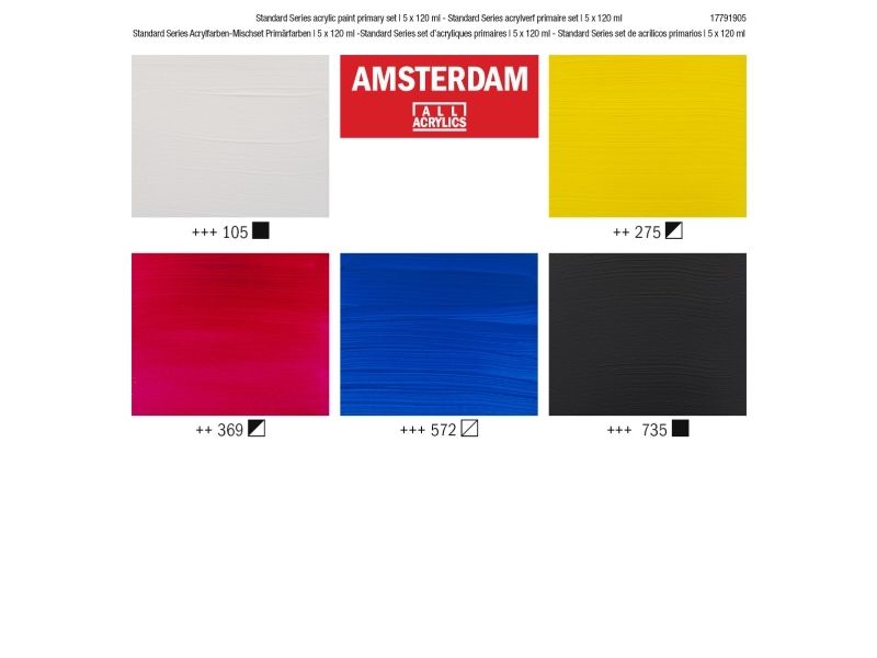 Artequipment Amsterdam Standard Series Acrylic Paint Primary Set | 5 X