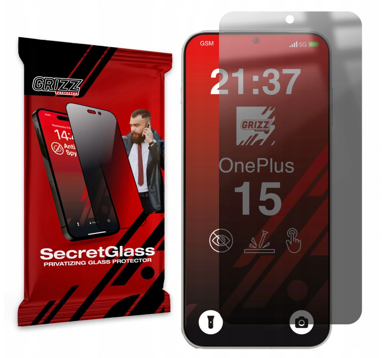 GrizzGlass SecretGlass mat privatlivsglas til OnePlus 15