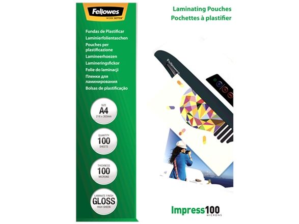 Lamineringslommer Fellowes A5 100 micron 154x216 mm - (100 stk.)
