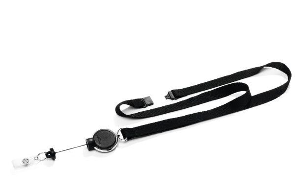 Durable Textilband 15 mit Jojo EXTRA STRONG, Namensschild-Halterung, Metall, Kunststoff, Textil, Schwarz, 80 cm, Pack, 38,2 g