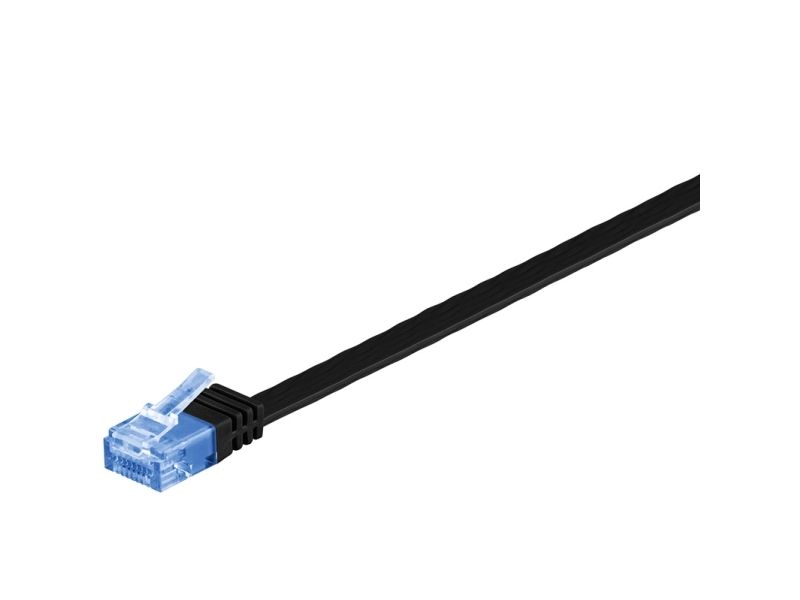 Goobay Cat 6A Flachverbindungskabel, U/Utp, Schwarz - Kabellänge 5 M