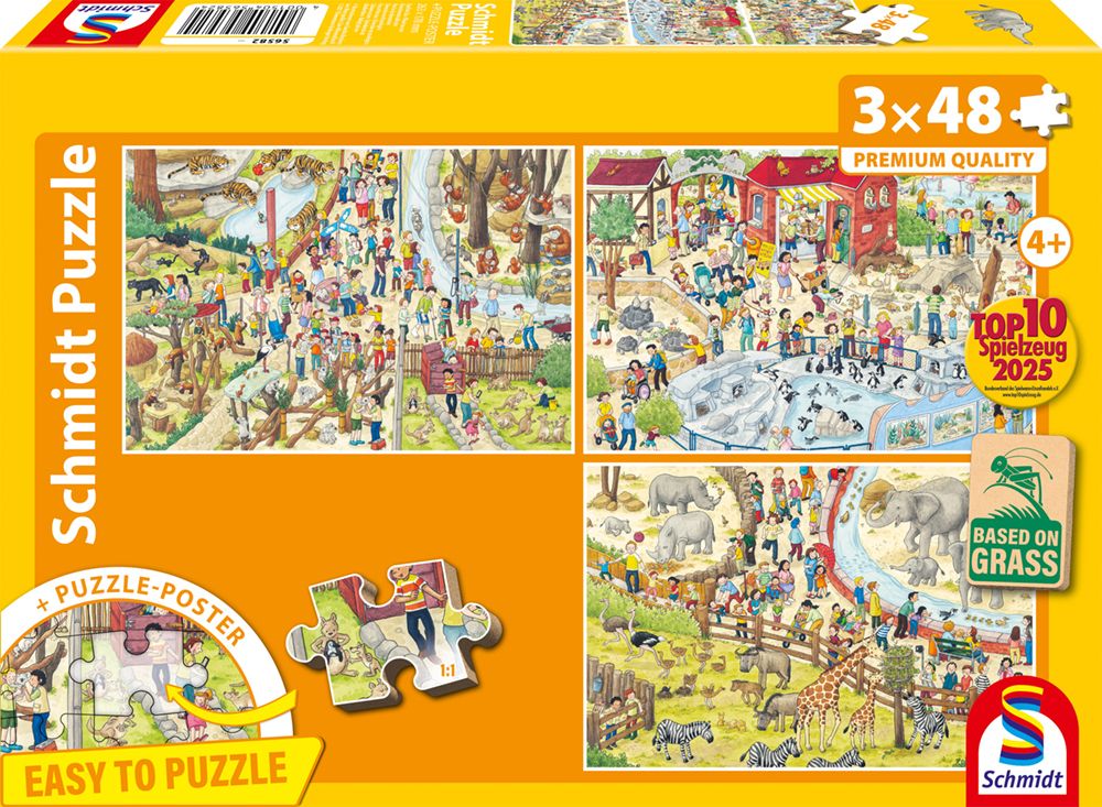 Schmidt Spiele 56582 Spaß Am Zoo Kinderpuzzle, 3×48 Teile, 48 Stück(E), Zoo, 3 Jahr(E)