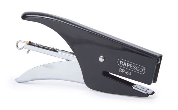 Hæftetang, Rapesco® SP-64, hel stribe, 21/4, 12 ark, D: 4,5 cm, sort/chrome