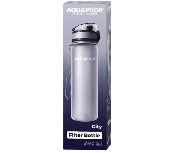 Aquaphor City, Vandfiltreringsflaske, 0,5 L, Grå