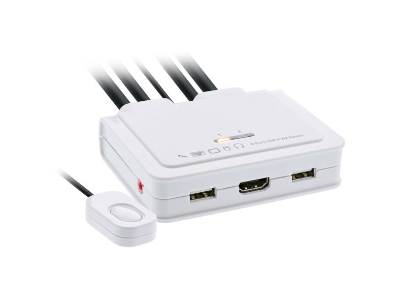 Inline Kvm Switch, 2-Fach, Usb-C + Hdmi Zu Hdmi, 4K, Mit Audio, Integr. Kabel, 3840 X 2160 Pixel, 4K Ultra Hd