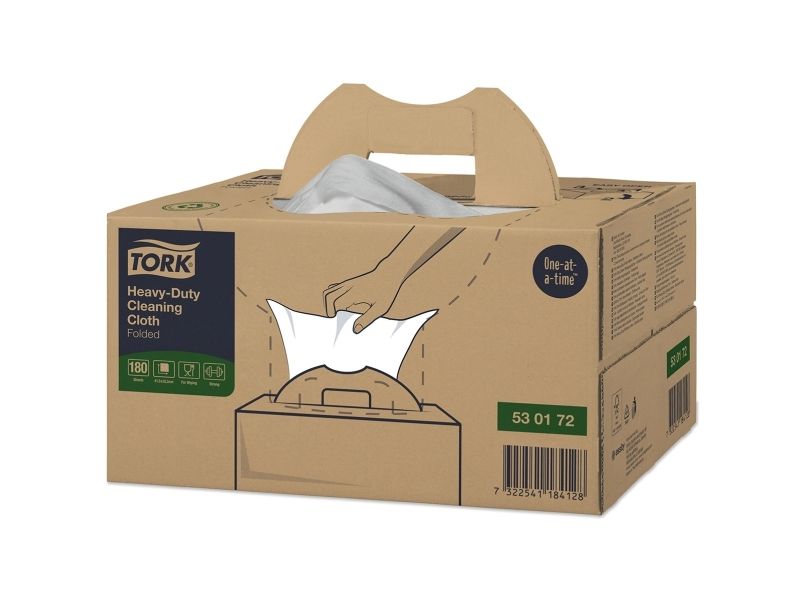 Aftørringsklud Tork Kraftig W7 Handy Box 1-Lag 415X355 Mm Hvid,180 Stk/Krt