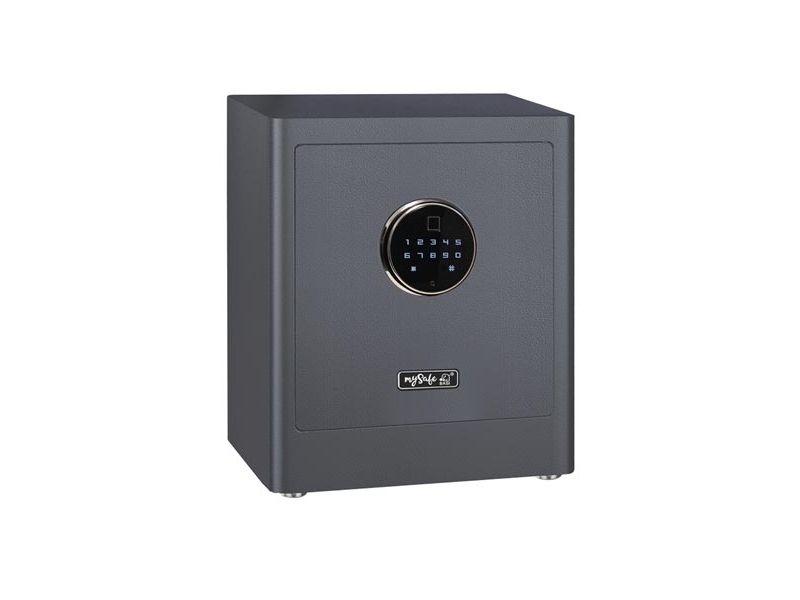 BASI mySafe Premium 350, Fritstående pengeskab, Grå, Elektronisk, Kode, Fingeraftrykslæser, 1 hylder, Batteri, AA