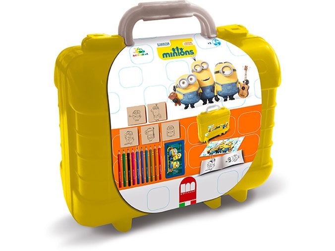 Minions Stempelsæt til Børn - Inkl. 5 Stempler, 10 Farveblyanter og Opbevaringskuffert
